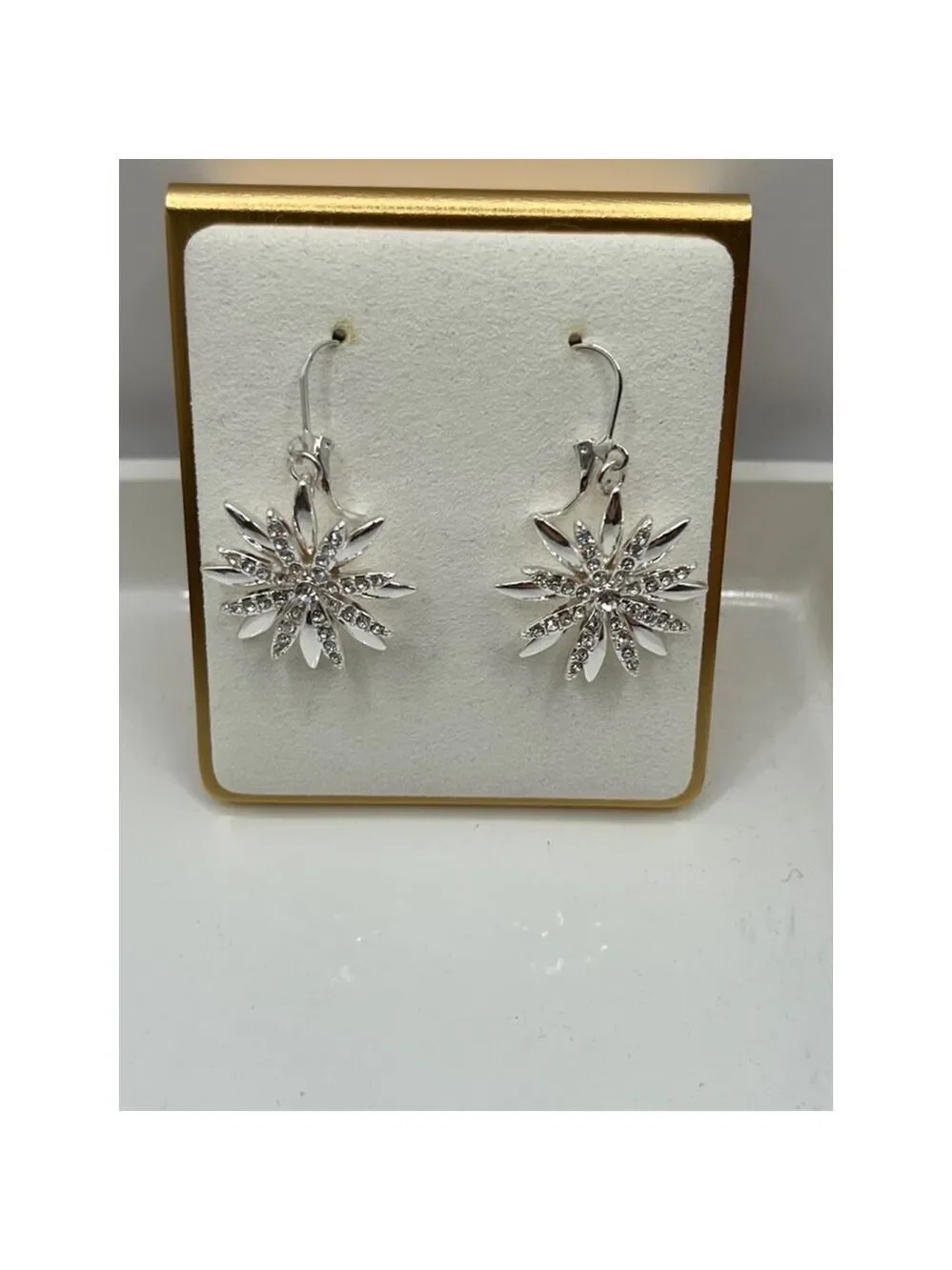 Joan Rivers Starburst Earrings Silver 1in (2in with drop)